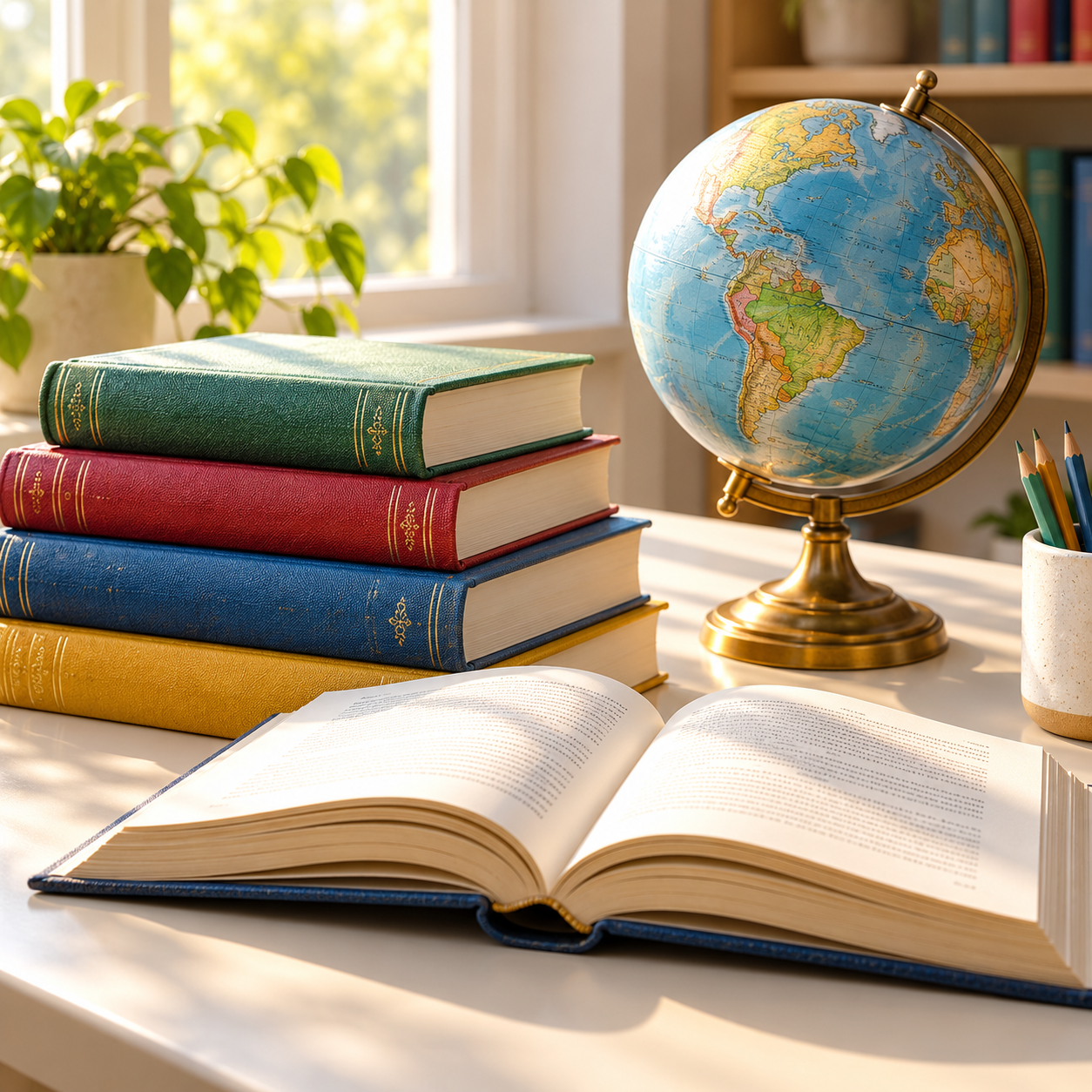 كتب وكرة أرضية